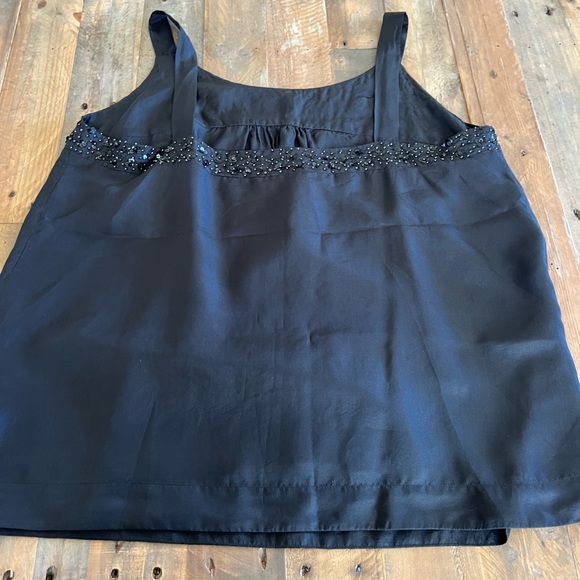 Eileen Fisher 100% Silk Satin Sparkly Silky Beaded Scoop Neck Glitzy Glam Tank - Picture 3 of 11